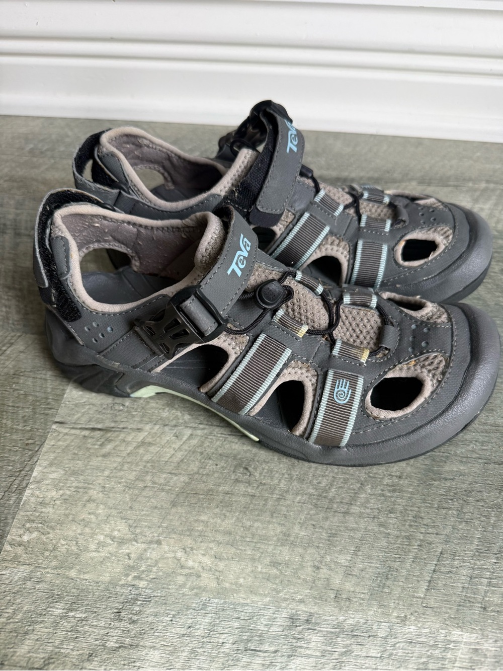 Teva Omnium Women’s Closed Toe Hiking Sandals Size 8 Gray Blue